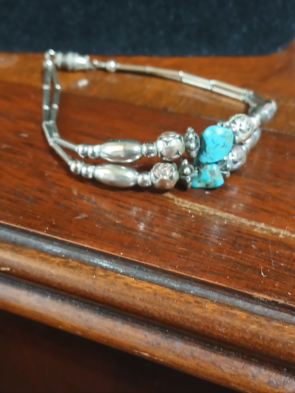 Silver Bracelet with Turquoise Beads - Women Jewelry